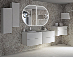Комплект мебели с двойной раковиной из искусственного мрамора для ванной комнаты Cezares Soho 120 см Bianco Opaco