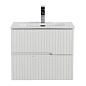 Тумба подвесная с керамической раковиной, CEZARES DUET-N, 60 см Bianco Lucido DUET-N-600-2C-SO-BL+CZR-8073-60