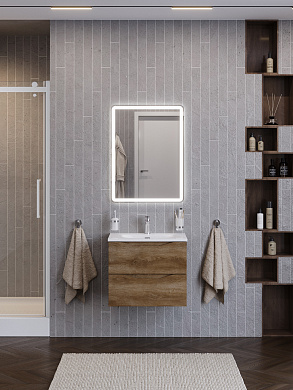 Тумба с керамической раковиной подвесная BelBagno МАРИНА-МИНИ2.0 (Marino-MINI-2.0) 60 Дуб светлый серый, раковина BB-8099-3-60+Marino-MINI-2.0-600-2C-SO-RGS-P