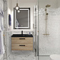 Тумба подвесная с черной раковиной из литьевого мрамора BelBagno AURORA 80 Rovere Nebrasca Nature