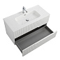 Тумба подвесная с керамической раковиной, CEZARES DUET-N, 100 см Bianco Lucido DUET-N-1000-2C-SO-BL+CZR-8095-100
