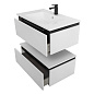 Тумба подвесная с  раковиной из искусственного мрамора, CEZARES SLIDER, 80 см Bianco Opaco SLIDER-800-1C-SO-BO+CZR-800/480-LV-MR-PRS+SLIDER-800-1C-PI-BO