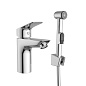 Смеситель для раковины без донного клапана с гигиеническим душем BelBagno DUE-LVM/HGN-CRM-W0