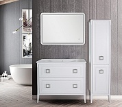 Комплект мебели для ванной комнаты напольный ASB-Woodline Рома 100Н, белый