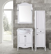 Комплект мебели для ванной комнаты напольный ASB-Woodline Салерно 65, белый патина серебро