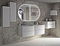 Комплект мебели с двойной раковиной из искусственного мрамора для ванной комнаты Cezares Soho 120 см Rovere Tobacco