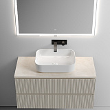 Тумба со столешницей и керамической раковиной подвесная, SANCOS Snob T, 100 см Beige Soft SNT100CE+TT100A2+CN5023