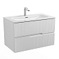 Тумба подвесная с керамической раковиной, CEZARES DUET-N, 80 см Bianco Lucido DUET-N-800-2C-SO-BL+CZR-8073-80