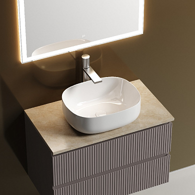 Тумба со столешницей и керамической раковиной подвесная, SANCOS Snob T, 80 см Doha Soft SNT80SM+TT80A2X+CN5023