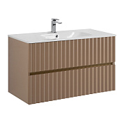 ELEGANT База под раковину подвесная с двумя выкатными ящиками, 100 см AM-ELEGANT-1000-2C-SO-CM-LED капучино матовый