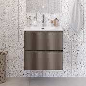 Тумба с раковиной подвесная BelBagno UNO-MINI-700-2C-SO-СO Бежевый матовый, раковина белая BB-8099-3-70