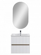 Тумба подвесная с керамической раковиной, Art&Max ELEGANT, 60 см белый матовый AM-ELEGANT-600-2C-SO-BM-LED+AM7110-60