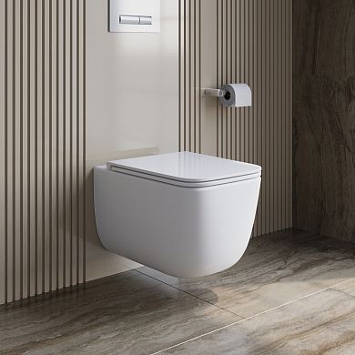Унитаз подвесной безободковый с сиденьем и смывом ТОРНАДО BelBagno LUCE BB076CH-TOR/SC