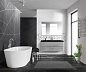 Тумба подвесная с черной раковиной из литьевого мрамора BelBagno ALBANO 120 Cemento Verona Grigio