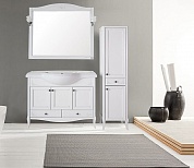 Комплект мебели для ванной комнаты напольный ASB-Woodline Салерно 105, белый патина серебро