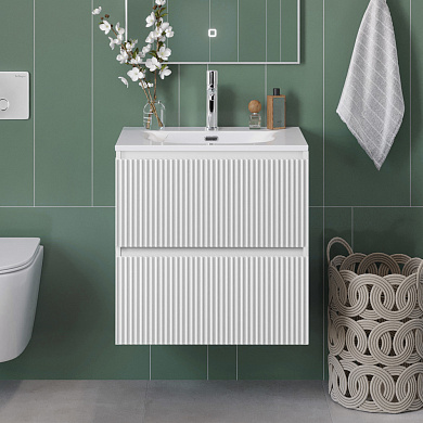 Тумба с раковиной подвесная BelBagno UNO-MINI-700-2C-SO-BO Белый матовый, раковина белая BB-8099-3-70
