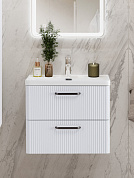 Тумба подвесная с керамической раковиной, Belbagno DUE, 60 см Bianco Lucido DUE-600-2C-SO-BL-P+RS333MDN.4/160+BB-8076-3-60