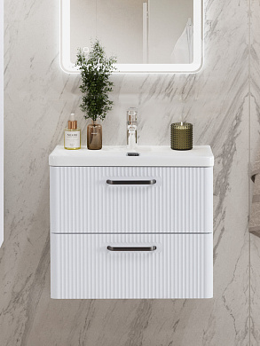 Тумба подвесная с керамической раковиной, Belbagno DUE, 60 см Bianco Lucido DUE-600-2C-SO-BL-P+RS333MDN.4/160+BB-8076-3-60