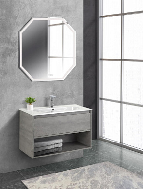 Тумба подвесная с керамической раковиной BelBagno KRAFT 80 см Cemento Grigio