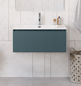 Тумба с раковиной подвесная BelBagno UNO-800-1C-SO-AO Голубой матовый, раковина белая BB-8099-80