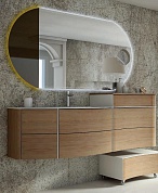 Комплект мебели с двойной раковиной из искусственного мрамора для ванной комнаты Cezares Soho 120 см Rovere Tobacco
