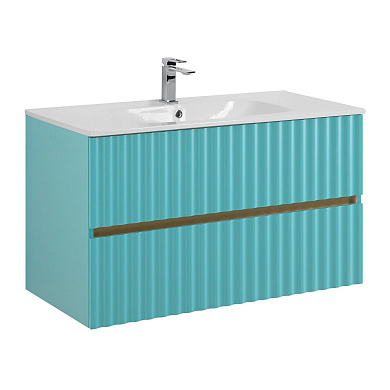 ELEGANT База под раковину подвесная с двумя выкатными ящиками, 100 см AM-ELEGANT-1000-2C-SO-MM-LED светло-зеленый матовый