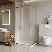 Душевой уголок BelBagno LUCE-A-2-90-P-ORO рифленое стекло, профиль глянцевое золото