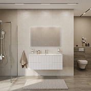 Тумба подвесная с керамической раковиной, CEZARES DUET-N, 120 см Bianco Opaco DUET-N-1200-2C-SO-BO + CZR-8095-120