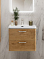 Тумба подвесная с керамической раковиной, Belbagno DUE, 50 см Rovere Nature DUE-500-2C-SO-RN-P+RS333CP.4/160+BB-8076-3-50