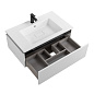 Тумба подвесная с  раковиной из искусственного мрамора, CEZARES SLIDER, 80 см Bianco Opaco SLIDER-800-1C-SO-BO+CZR-800/480-LV-MR-PRS