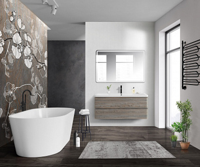 Тумба подвесная с раковиной из литьевого мрамора BelBagno ALBANO 120 Pino Scania