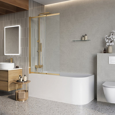 Душевая шторка на ванну BelBagno LUCE-VF-11-90/145-C-ORO