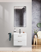 Тумба подвесная с керамической раковиной, Belbagno DUE, 60 см Bianco Lucido DUE-600-2C-SO-BL-P+RS006SN.4/160+BB-8076-3-60