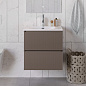 Тумба с раковиной подвесная BelBagno UNO-600-2C-SO-СO Бежевый матовый, раковина белая BB-8099-60