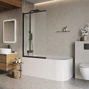Душевая шторка на ванну BelBagno LUCE-VF-11-80/145-C-NERO