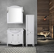 Комплект мебели для ванной комнаты напольный ASB-Woodline Салерно 80, белый патина серебро
