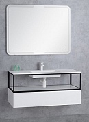 Комплект мебели с раковиной из искусственного мрамора для ванной комнаты Cezares Cadro 100 см Bianco Ghiaccio