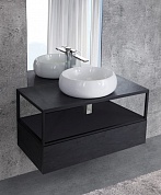 Комплект мебели с керамической раковиной для ванной комнаты Cezares Cadro 120 см Nero