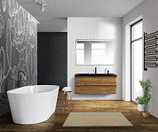 Тумба подвесная с черной раковиной из литьевого мрамора BelBagno ALBANO 120 Rovere Rustico