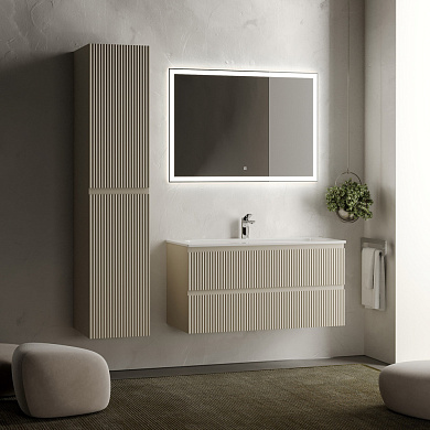 Тумба с керамической раковиной подвесная, SANCOS Snob R, 100 см Beige Soft SNR100CE+CN7013