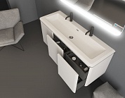 Тумба с раковиной из искусственного мрамора для ванной комнаты Cezares STYLUS 141 см Bianco opaco