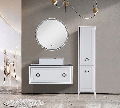 Комплект мебели для ванной комнаты подвесной ASB-Woodline Рома 100С, белый