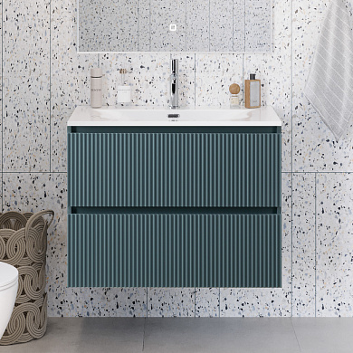 Тумба с раковиной подвесная BelBagno UNO-MINI-1000-2C-SO-AO Голубой матовый, раковина белая BB-8099-3-100