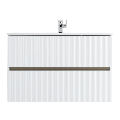 ELEGANT База под раковину подвесная с двумя выкатными ящиками, 90 см AM-ELEGANT-900-2C-SO-BL-LED-P белый глянцевый