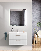 Тумба подвесная с керамической раковиной, Belbagno DUE, 80 см Bianco Lucido DUE-800-2C-SO-BL-P+RS006SN.4/160+BB-8076-3-80