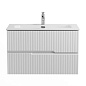 Тумба подвесная с керамической раковиной, CEZARES DUET-N, 80 см Bianco Lucido DUET-N-800-2C-SO-BL+CZR-8073-80