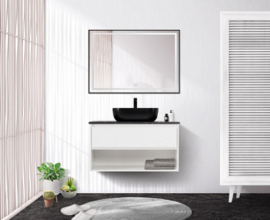 Тумба подвесная со столешницей и накладной раковиной BelBagno KRAFT 90 см Bianco Opaco