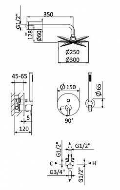 Душевая система Cezares LEAF-DSIP-30-L-BIO