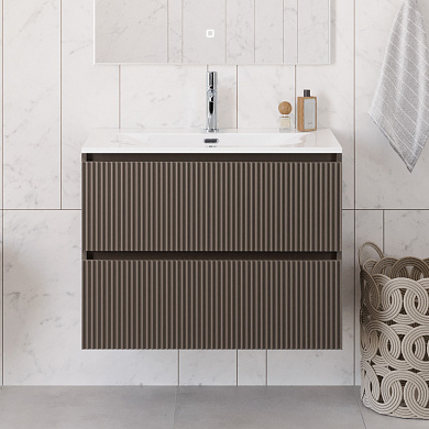 Тумба с раковиной подвесная BelBagno UNO-900-2C-SO-СO Бежевый матовый, раковина белая BB-8099-90
