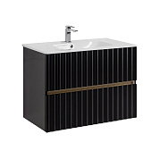 ELEGANT База под раковину подвесная с двумя выкатными ящиками, 80 см AM-ELEGANT-800-2C-SO-NM-LED черный матовый